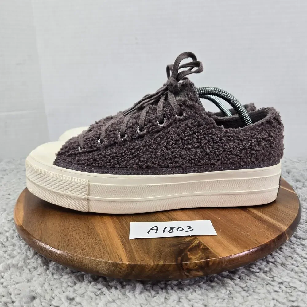 Converse Womens 10 CTAS Chuck Taylor All Star Platform Low Cozy Sherpa Mauve Y2K